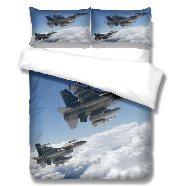 Zestaw Poszwy Na KołDrę Blaze Fighter Jet King Queen Double Full Twin Single Zestaw PośCieli 135X200Cm Gray-image