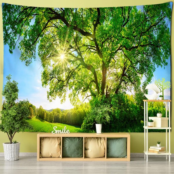 GóRa Drzewna Las Gobelin śCienny WisząCy Naturalny Krajobraz Psychodeliczny Czary Styl Boho TłO Tkanina WystróJ Domu 150X130 CM-image