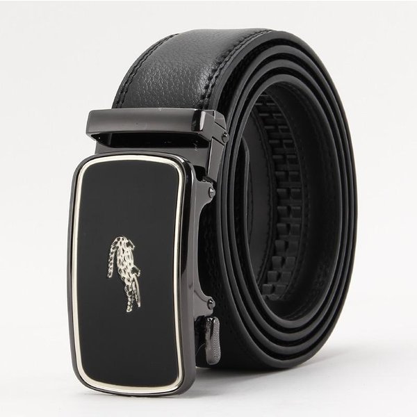 CinturóN De Cuero De Vaca Para Hombre Hebilla AutomáTica Cuero Genuino Piel De Vaca De Dos Capas CinturóN De Negocios Y Casual 110-130Cm Gray-image