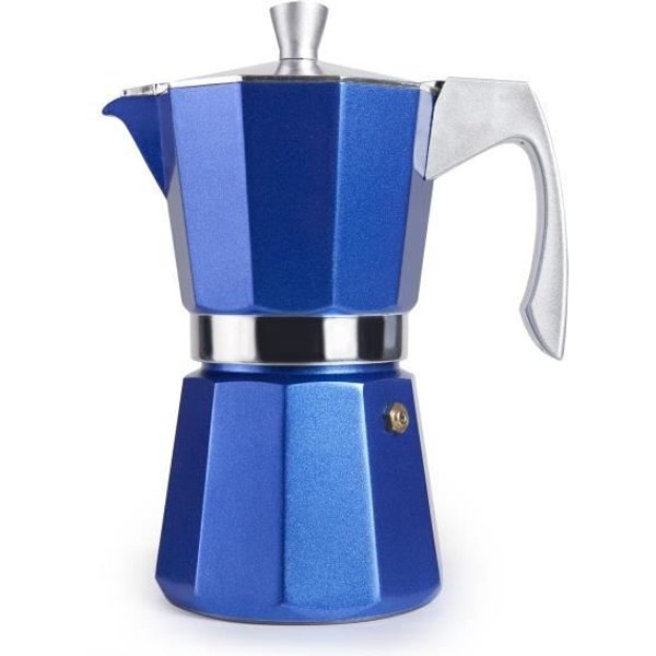 Cafetera ExpréS - Ibili - Evva Azul - 6 Tazas - 300 Ml - FundicióN De Aluminio - InduccióN-image