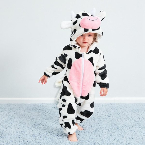 Pelele De Dibujos Animados Para Bebé, Ropa Infantil Con Capucha Para ReciéN Nacido, Pijamas Para NiñOs Y NiñAs, Mono De Una Pieza Con Animales, Disfraces De Panda, Mamelucos De Franela Para Bebé 18-24M White-image