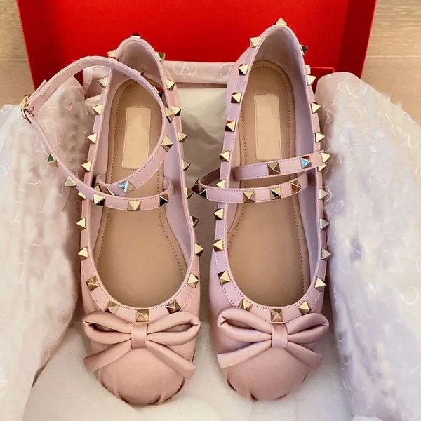 PłAskie Buty Mary Janes Dla Kobiet Z Paskiem Na Kostce, Wsuwane, Buty Codzienne, Nowa Moda, Kokarda, Nity, Satynowe Baleriny, OkrąGłY Nosek, Buty Do TańCa 38 Brown-image