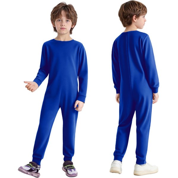 Ropa Adaptable Para Necesidades Especiales Mono Unisex De AlgodóN Para NiñOs Cuello Redondo Manga Larga Cremallera Trasera 7-8 Years Azul Royal-image