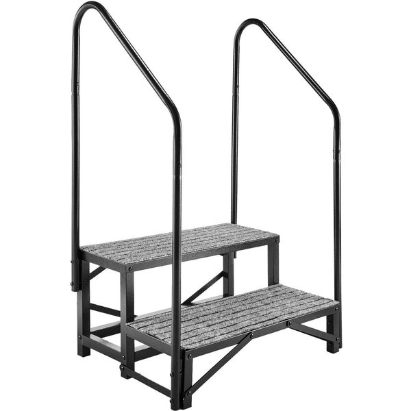 Escalones Para Autocaravana Con Doble Pasamanos, 2 Escalones, Capacidad De Carga De 300 Kg, Escalones Resistentes Para Exteriores De Autocaravana Con Alfombrilla Antideslizante Para Personas Mayores/Mascotas, Escalones PortáTiles Para Caliente-image