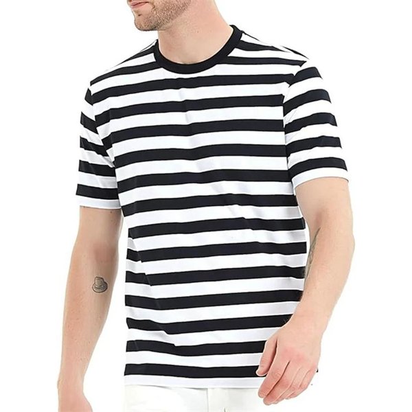 Camisetas GráFicas Simples De Rayas De Alfiler Verano Casual Estampadas En 3D Manga Corta Moda Streetwear Oversized Camisetas De Hombre 5XL Beige-image