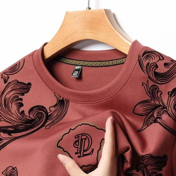 Jesienny Nowy T-Shirt Z DłUgim RęKawem Dla MężCzyzn, MłOdzieżOwy I W ŚRednim Wieku Styl KoreańSki Casualowy Modny OkrąGłY Dekolt Flokowany Nadruk Bluza Xxxxl Beige-image