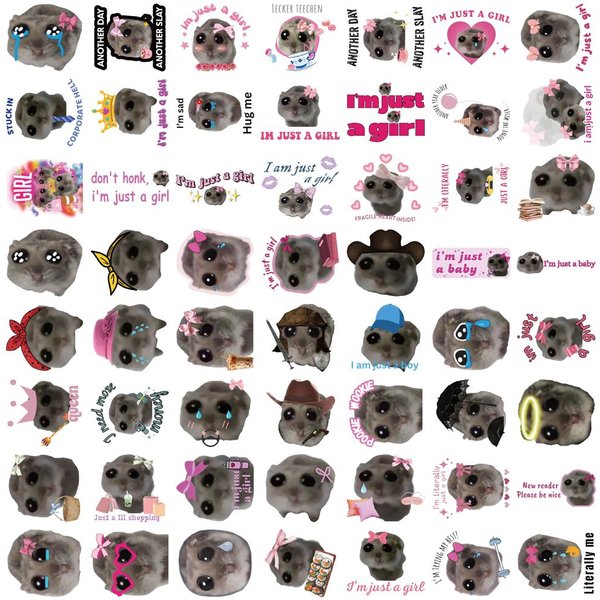 56 Sztuk Smutny Chomik Mem Urocza Mysz Zabawny WzóR Naklejka Estetyczne Kawaii Naklejki Urocze KreskóWkowe Naklejki Na Laptop Bagaż Rower Dziennik-image