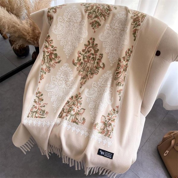 Luksusowy Grubszy CiepłY Szal Zimowy WzóR Paisley Pashmina Koc Poncho Szale Nadruk Kaszmirowy Szalik Damskie Okrycia PodróżNe Bufanda Damska 75X200Cm-image