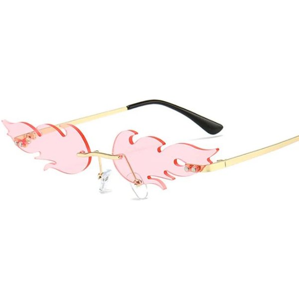 Elegantes Gafas De Sol Ovaladas Con Llama De Fuego Mujer Montura MetáLica Sin Marco Gafas De Sol Femeninas Marco PequeñO Espejo OceáNico Lujo Oculos Feminino Premium-image