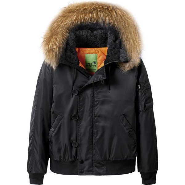 Invierno AlgodóN Engrosado Chaqueta Bomber Para Hombre Casual Con Capucha Holgada Uniforme De BéIsbol MA1 Chaqueta Para Hombre S Black-image