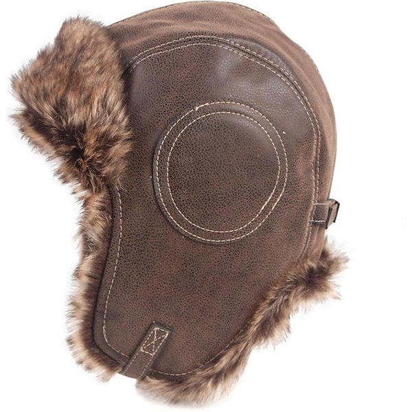 Sombrero De Invierno Lei Feng De Cuero PU Para Hombre CáLido ProteccióN Para Las Orejas Cortavientos Para Exterior Esquí Senderismo Y Gray-image