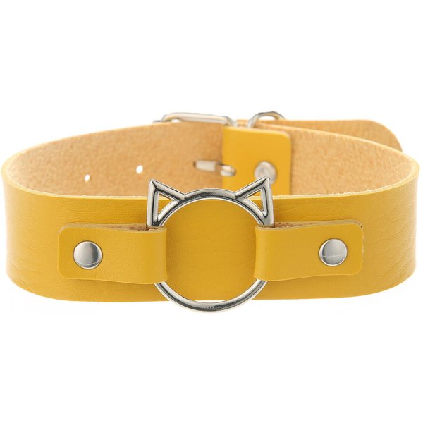 Choker ObrożA Kot GłOwa Naszyjnik Kobieta Czarny Punk Seksowny SkóRa PU Choker Gotycki Akcesoria Cosplay BiżUteria Imprezowa Orange-image