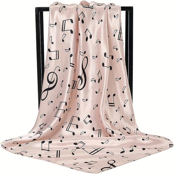 Jedwabny Szal Kwadratowy Szalik Dla Kobiet Nadruk Opaska Na GłOwę Chustka Satynowa HidżAb Opaski Do WłOsóW Apaszka Damska Chusta Na GłOwę Bandana 90X90Cm Black-image