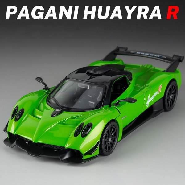 1:32 Pagani Huayra R Supercar Metalowy Model Samochodu DźWięK I ŚWiatłO Pull Back Zabawka Dla Dzieci Kolekcjonerski Prezent Urodzinowy Green-image