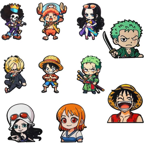10 Sztuk One Piece Luffy Anime Urocze ChłOpaki Emaliowane Przypinki KreskóWkowe Broszki Do PłAszcza MęSka Moda Odznaki Na Klapę BiżUteria Prezent Dla FanóW-image