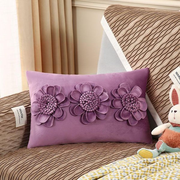 Funda De Almohada, Almohada, Almohada, CojíN Lumbar, Flor Sofá De SalóN, CojíN Para Cabecero De Cama, Cabecero Minimalista, Respaldo 30 * 50Cm-1Pc Rojo Rosa-image