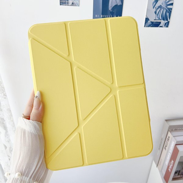 Para Ipad A16 11ª 10ª Con Soporte Para LáPiz Plegable AcríLico Transparente Trasero Tapa Dura Para Ipad 10.2 9.7 Air 11 5 4 10.9 Pro 11 12.9 Funda Ipad Mini 6 7 Amarillo-image