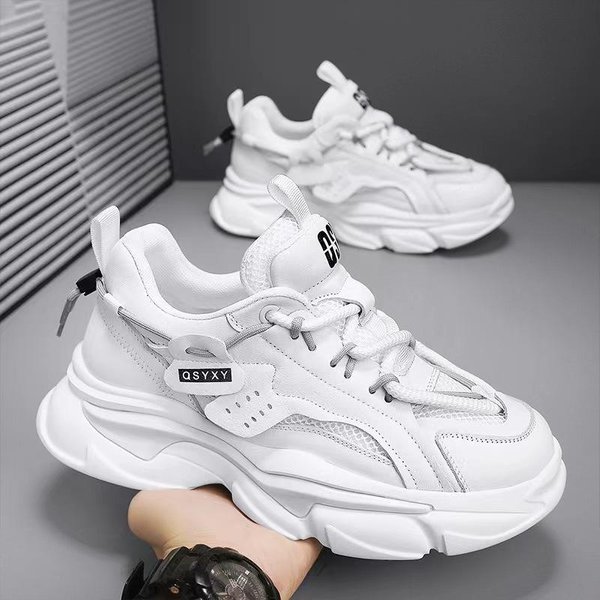 Zapatos De Hombre OtoñO Nuevos De Alta Gama Transpirables Deportivos Tipo Papá Para Hombre Suela Gruesa Trabajo Y Ocio Zapatos De Moda 44 White-image