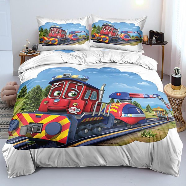 Funda NóRdica Funda De Almohada Dibujos Animados Tren Juego De Ropa De Cama Granja Juego De Funda NóRdica DecoracióN Dormitorio Adulto NiñO NiñA Regalo CumpleañOs NiñOs 135X200Cm Gray-image