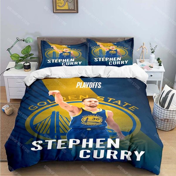 Moda Estrella De Baloncesto S-Stephen C-Curry Estampado Juegos De Cama Juego De Ropa De Cama Funda NóRdica Juego De EdredóN Juego De Cama Regalo AU Single 140X210Cm-image