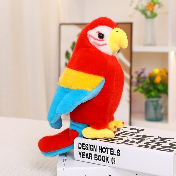 25 Cm Lindo PáJaro De Dibujos Animados SimulacióN Loro Multicolor Juguete De Peluche DecoracióN Del Hogar MuñEcos Rellenos MuñEcos De Animales Suaves Regalo Para NiñOs DecoracióN 25Cm Red-image