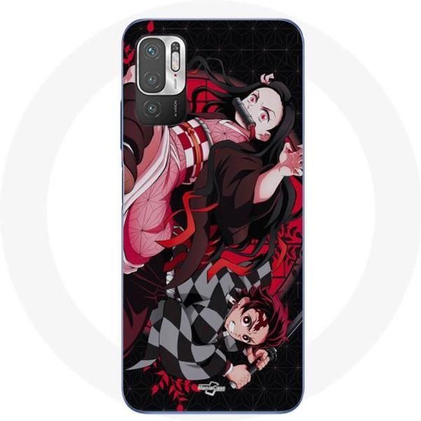 Coque Maniacase Pour Redmi Note 10T 5G Demon Slayer Tanjiro Nezuko Attaque Combat-image