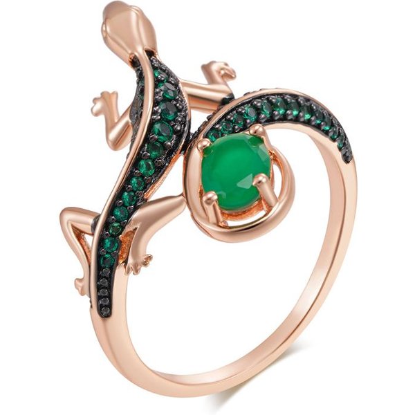 Anillo Punk Verde ZircóN Natural Lagarto Para Mujer Chapado En Oro Rosa Y Negro Vintage Animal JoyeríA Fina Diaria 8 Beige-image