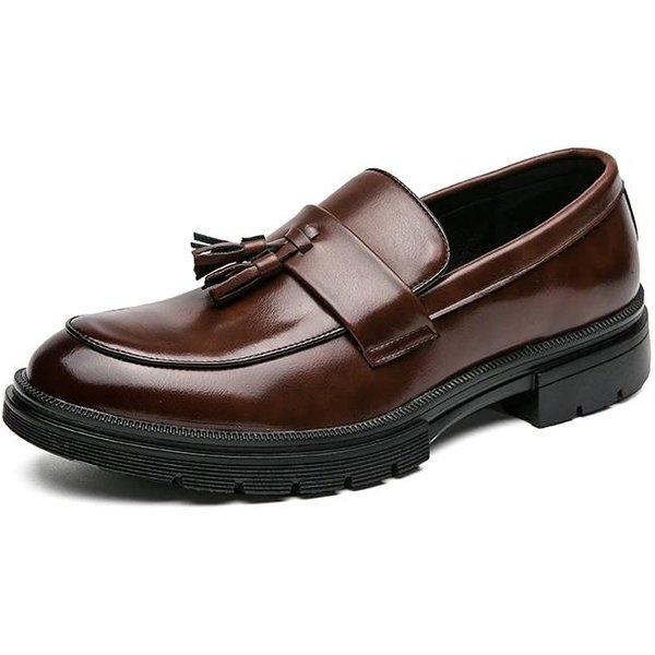 Zapatos De Marca De Lujo Para Hombre Moda Talla Grande 46 Mocasines Suaves Para Hombre Mocasines De Cuero De Alta Calidad Zapatos Con Borlas Zapatos Planos Para Hombre Zapatos Para Conducir 44 MarróN-image