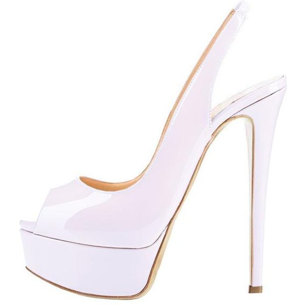 Damskie SandałY Seksowne 14Cm Super Wysokie Obcasy Odkryte Palce SandałY Na Platformie Gladiator Impreza Sukienka Czerwone Buty ŚLubne 35 BiałY-image