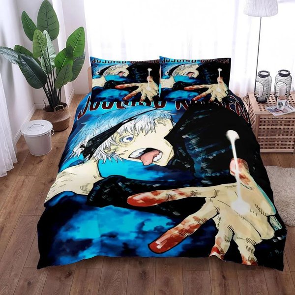 Satoru Gojo Jujutsu Kaisen Kolekcja Poszew Na KołDrę Rozmiar KróLewski KróLowej PodwóJny PełNy PodwóJny Pojedynczy Z Kolekcją PośCieli 140X200Cm-2Pcs-image