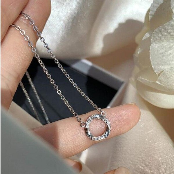 Collar De Amuleto Redondo De Plata De Ley 925 Para Mujeres NiñAs JoyeríA De Fiesta Gargantilla Dz214 Plata-image