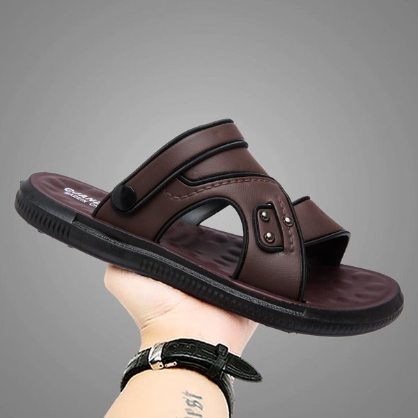 Pantuflas Para Hombre Verano CóModas Transpirables Casuales Suaves Sandalias De Hombre Modernas Y VersáTiles Zapatos De Playa Pantuflas Para Hombre 44 MarróN-image