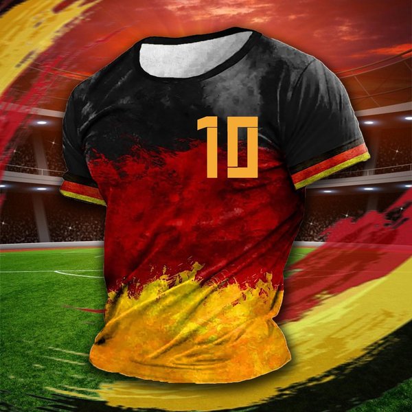 Niemcy MęSka Koszulka T-Shirt Deutschland Flaga Nadruk OkrąGłY Dekolt KróTki RęKaw LuźNe Koszulki Casual Streetwear Letnia MęSka Odzież XXL Black-image