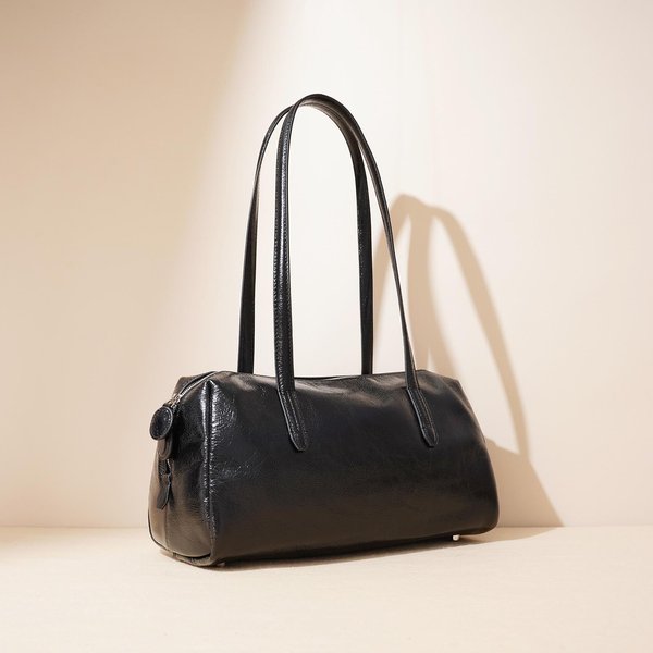 Bolso Verde Para Mujer Retro De Alta Gama De Cuero Gran Capacidad Bolso De Axila Bolso De Hombro Bolso Tote Para Viajes De Negocios De Alta Gama Negro-image