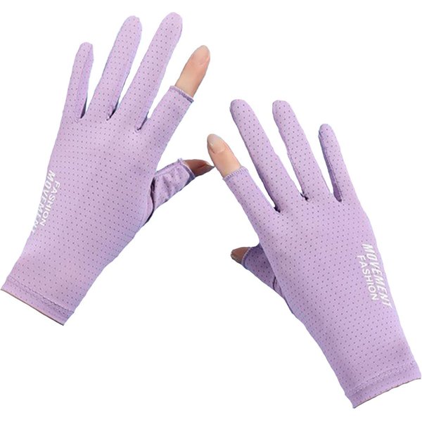 Damskie RęKawiczki Ochronne Przed SłOńCem Outdoor Jazda Konna UV Cienkie Letnie Jedwab Lodowy Modne ŚLizgająCe Palce Ekran Dotykowy RęKawiczki Ochronne Przed SłOńCem Average Size White-image
