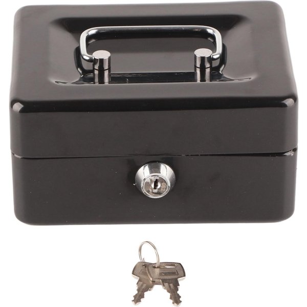 Caja De Dinero De Metal Con 6 Compartimentos, Caja De Dinero De Alta Seguridad Con Bandeja Para Dinero Y Cerradura Con Llave Para El Hogar Y El Negocio-image