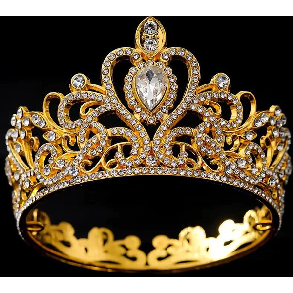 Corona Redonda Barroca Corona De Novia Tiara Corona De CumpleañOs De Princesa Accesorios Para El Cabello Vestido De Novia Escenario Corona Completa Corona-image
