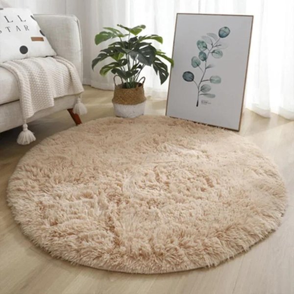 Super MięKki Pluszowy OkrąGłY Dywanik Puszyste BiałE Dywany Do Salonu Dekoracja Domu Sypialnia Dekoracja Pokoju DziecięCego Salon Dywan Z Grubym WłOsem 200X200Cm-image