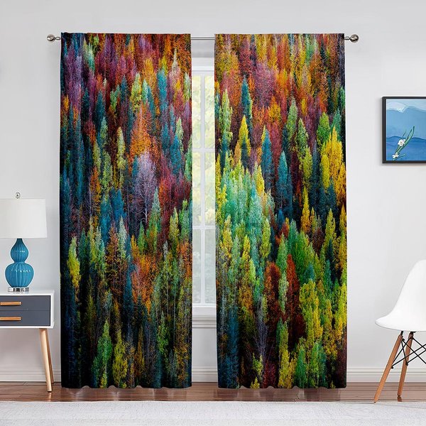 Cortina De Gasa Transparente Con DiseñO De Bosque, Naturaleza, áRbol Verde, Piedra, Paisaje, Jungla, Cortinas De Tul Para Dormitorio, Sala De Estar, Cocina, DecoracióN 1 PCS W100Xh250Cm&Grommet Top-image