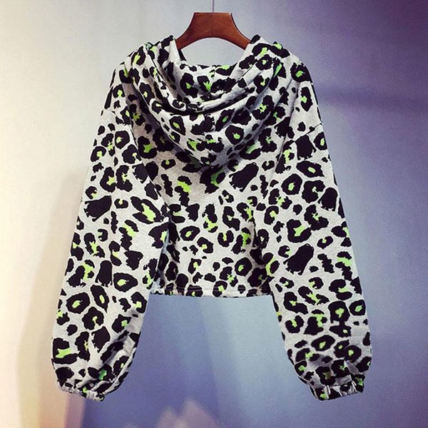 Bluza Z DłUgim RęKawem I Kapturem W Panterkę, Damska, KoreańSki Styl, KróTki PłAszcz, LuźNy Top S-image