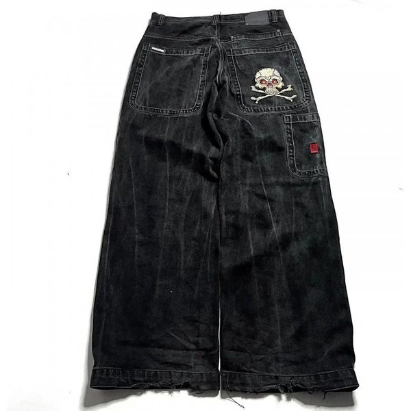 MęSkie Jeansy Denimowe Y2K Retro LuźNy KróJ Streetwear Szerokie Spodnie Codzienny Punkowy Styl BawełNiane ŚRednio Wysokie Proste Nogawki XL-image