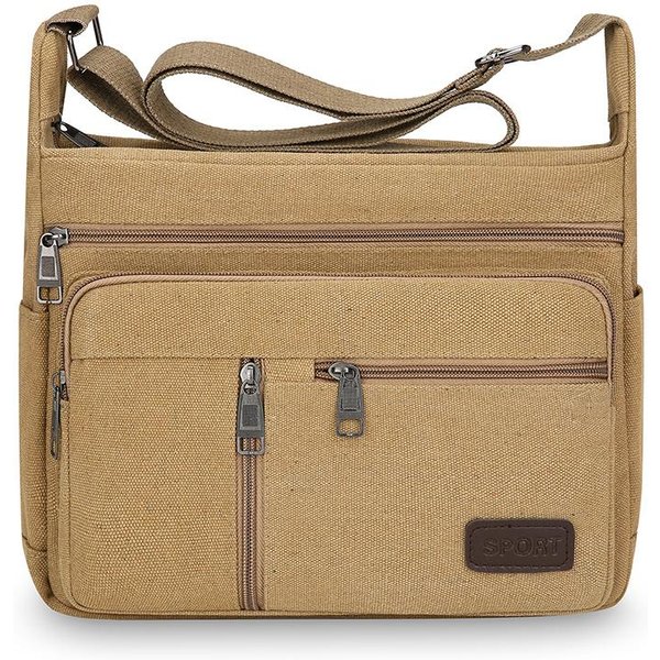MęSkie PłóCienne Torby Na Ramię Casual Tote Travel MęSka Torba Crossbody Luksusowe Torby Kurierskie Moda Wysokiej JakośCi Torebka Beige-image