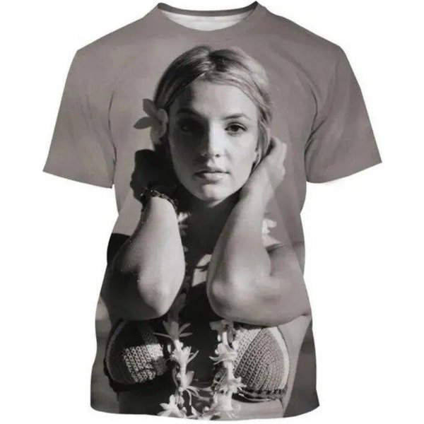 Letnie T-Shirty Z Nadrukiem 3D Britney Spears Streetwear MężCzyźNi Kobiety Codzienne LuźNe T-Shirty Z OkrąGłYm Dekoltem I KróTkim RęKawem Koszulki Topy Odzież S Gray-image