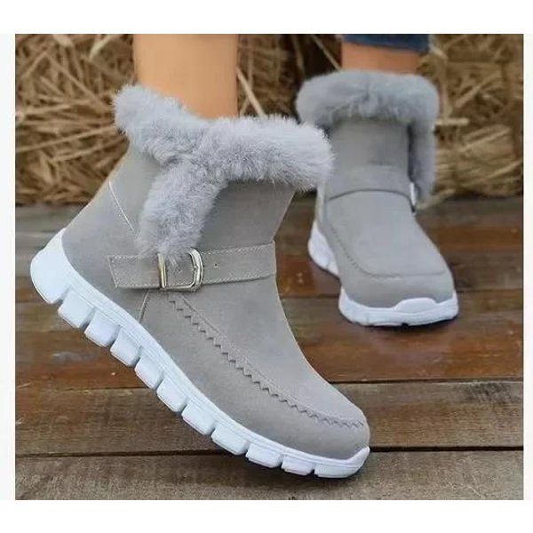 Damskie Buty Na Platformie Zamsz Ekologiczny Buty Zapinane Na Zamek Damskie Buty śNiegowe CiepłE Futro Pluszowe Zimowe Buty Na Platformie Do Kostki Damskie Botas De Mujer 35-image