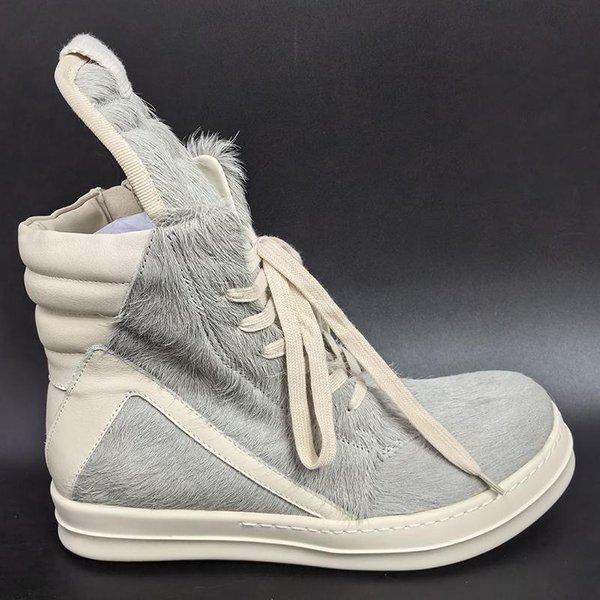 Nowe Luksusowe Patchworkowe Buty Sportowe Wysokie MęSkie Ze SkóRy Naturalnej Niebieskie WłOsie KońSkie OkrąGłY Nosek Sznurowane Zamki BłYskawiczne Buty Deskorolkowe Dla Pary 43-image