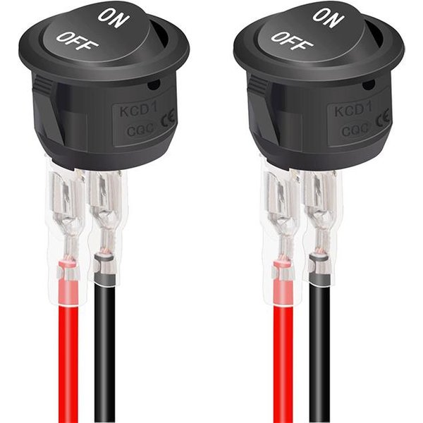12V OkrąGłY PrzełąCznik KołYskowy AC 6A/250V 10A/125V Spst 2-Stykowy 2-Pozycyjny PrzełąCznik WłąCz/WyłąCz Do Samochodu, łOdzi, Samochodu, Kampera, Czarny Gray-image