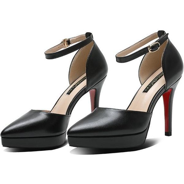 Damskie 10Cm Wysokie Obcasy 2Cm Platforma Pompy SandałY Damskie Szpilki Cienkie Obcasy Klub Nocny Striptizerka Czerwone Dno Wybieg Paski Buty 33 Gray-image