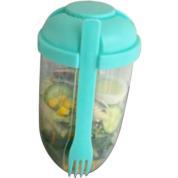 Taza De Ensalada De Desayuno Con Verduras Taza Agitadora De Ensalada Saludable PortáTil Con Tapa Y Tenedor Blue-image