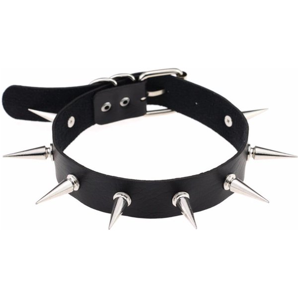 Czarny Spike Choker Belt Collar Women Pu Leather Goth Choker Naszyjnik Chocker Gothic BiżUteria Czarny-image