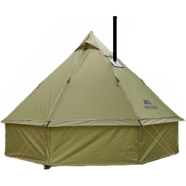 2-4 Osoby Tipi Hot Tent Z Piecem Jack Camping Pyramid Tipi Namiot Do Biwakowania I Plecakowania Kolor Zielono-Szary Wojskowy-image